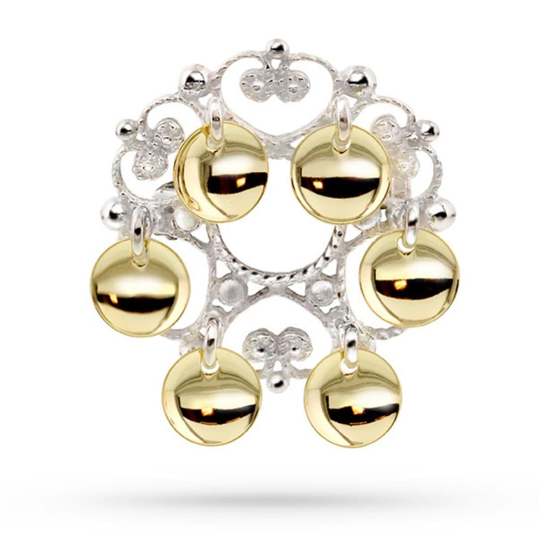 Barnesølje i 830 hvitt og forgylt sølv