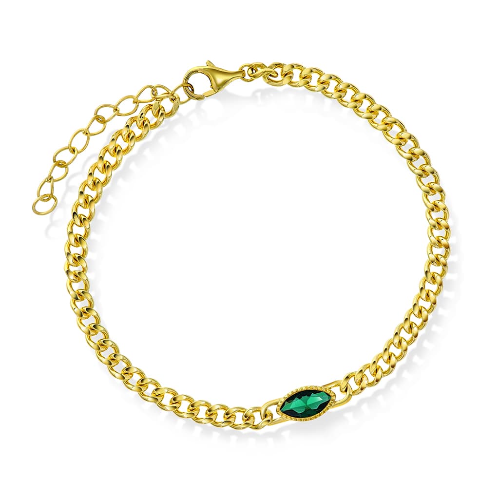 Rio Radiance armbånd i 925 forgylt sølv med grønn zirkonia