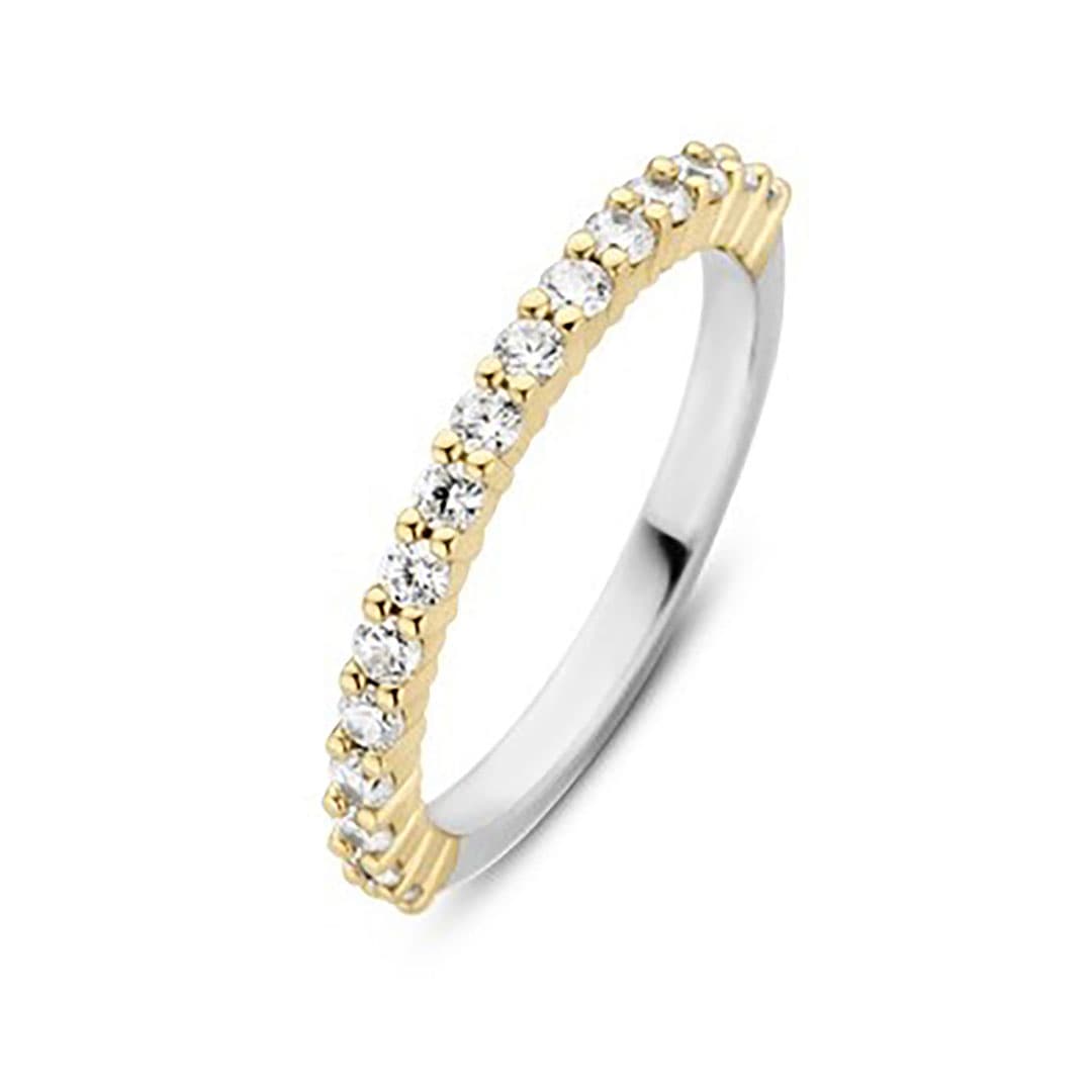 Ring i 925 forgylt sølv med zirkona