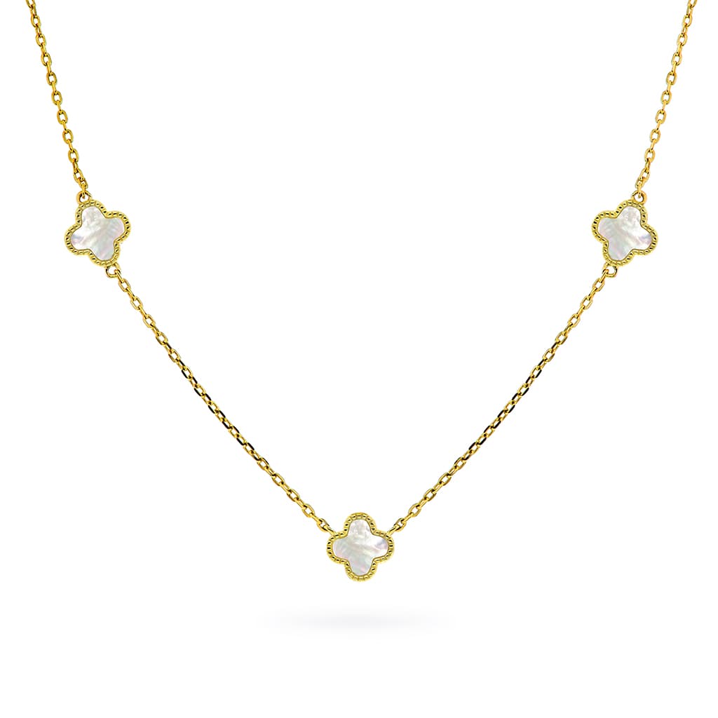 Kløver smykke i forgylt 925 sølv med perlemor
