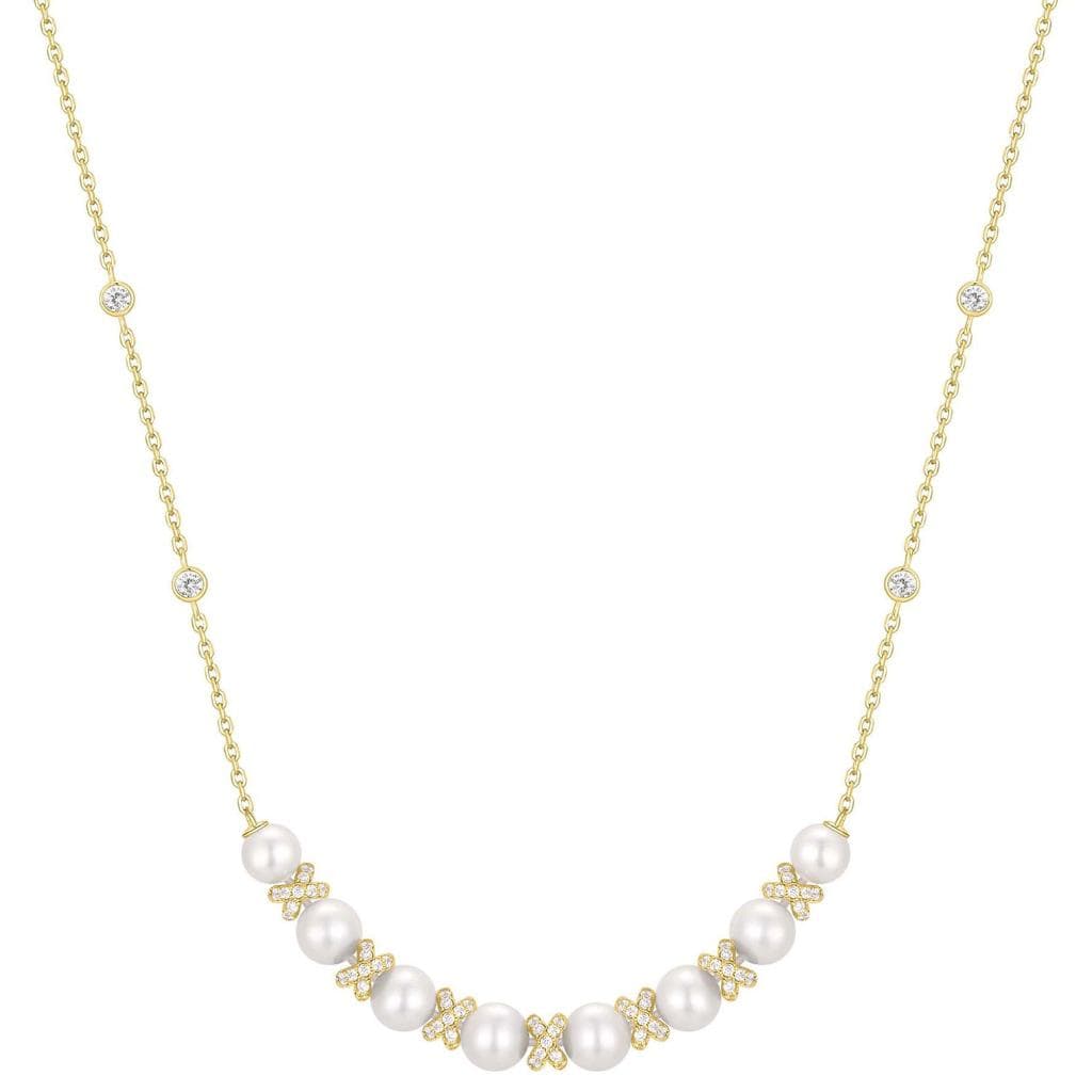 Kjede i 925 forgylt sølv med skjellperler