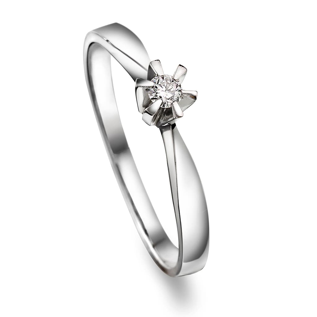 Isabella enstensring i 585 hvitt gull 0,05 ct
