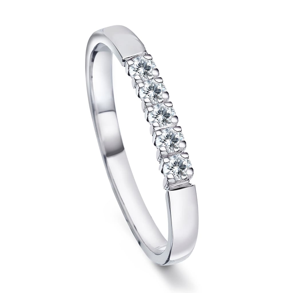 Angelica alliansering i 585 hvitt gull med diamanter 0,25 ct WSI