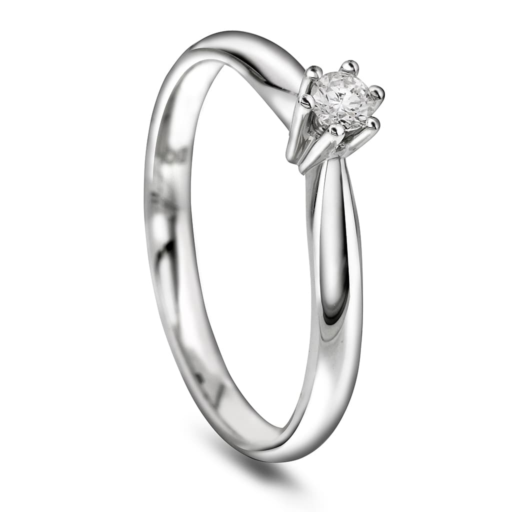 Ingrid enstensring i 585 hvitt gull 0,15 ct