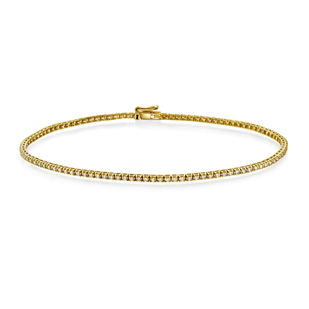 Tennisarmbånd i 375 gult gull med diamanter 0,48 ct, 18 cm