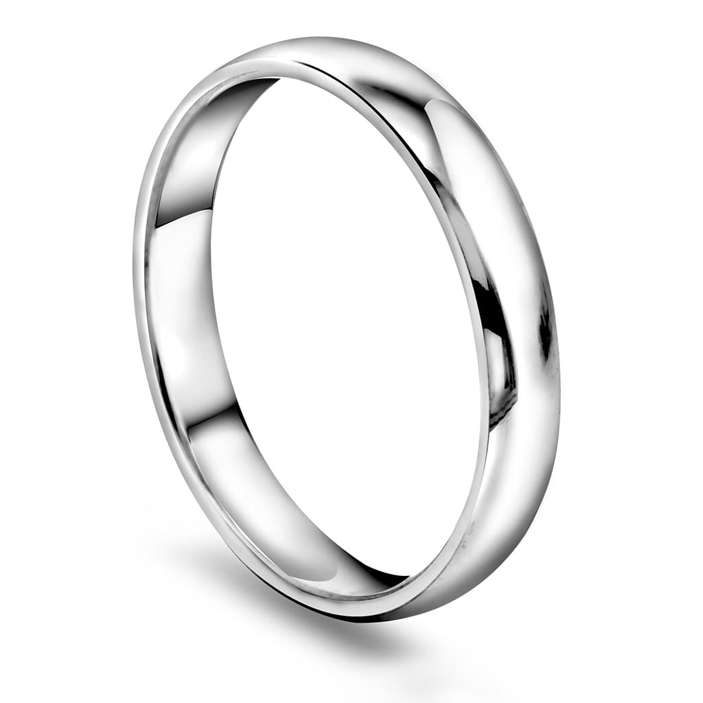 Giftering i 585 hvitt gull | 3 mm bredde