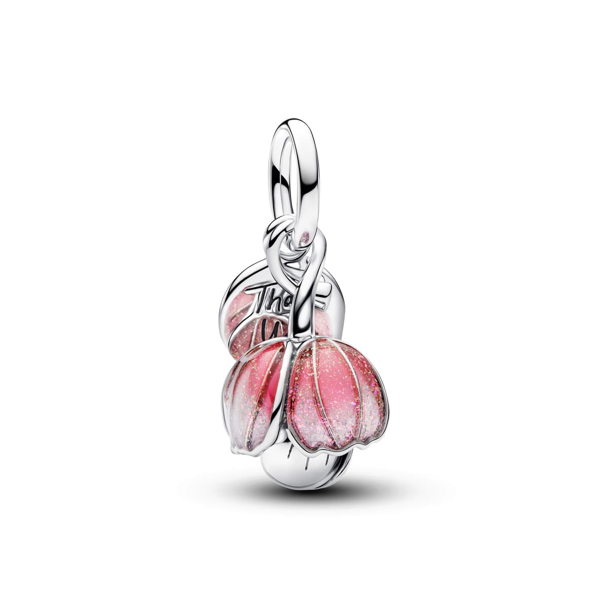 Charms i 925 sølv med rosa blomst