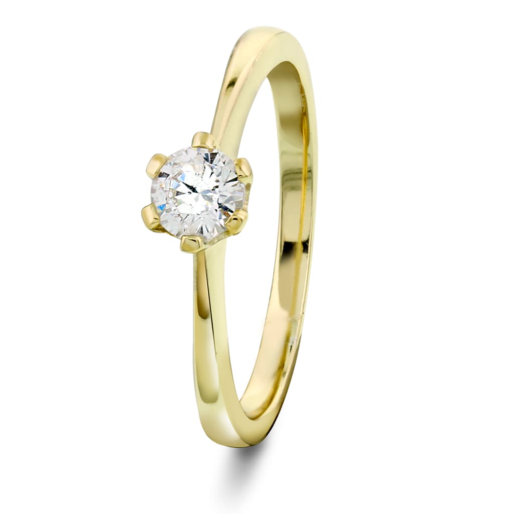 Ring i forgylt sølv med blank zirkonia