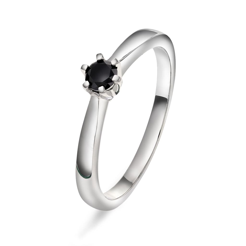 Olivia diamantring i 585 hvitt gull med sort diamant 0,20ct