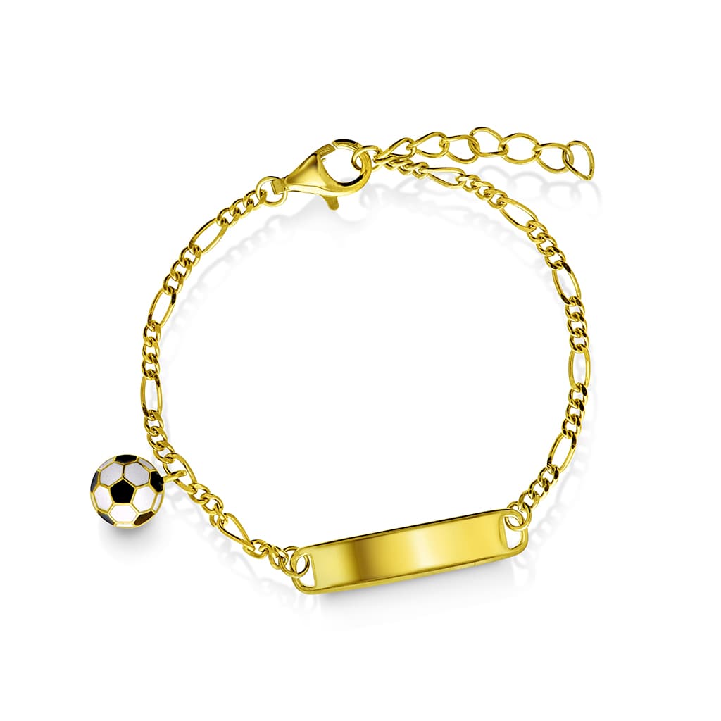 Armbånd til barn i 925 forgylt sølv med fotball