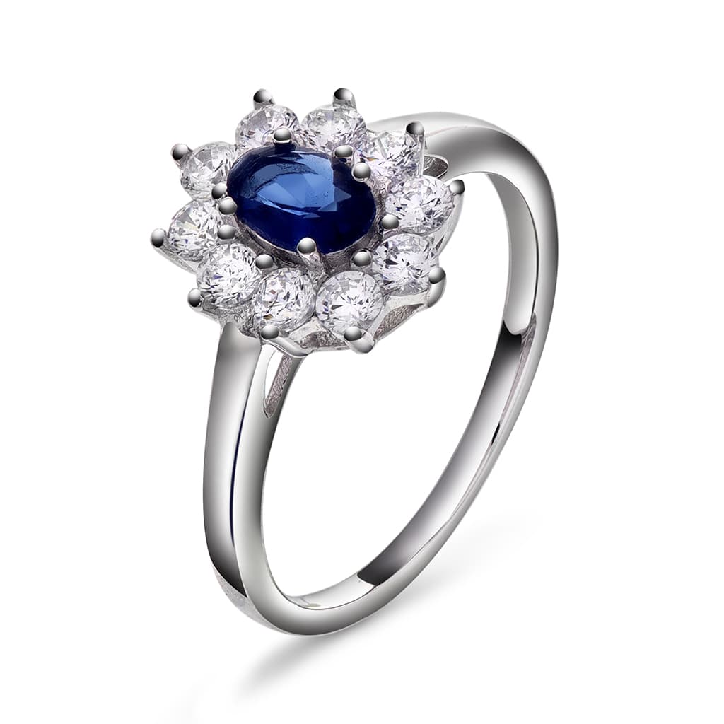 Royal ring i 925 sølv med blå zirkonia