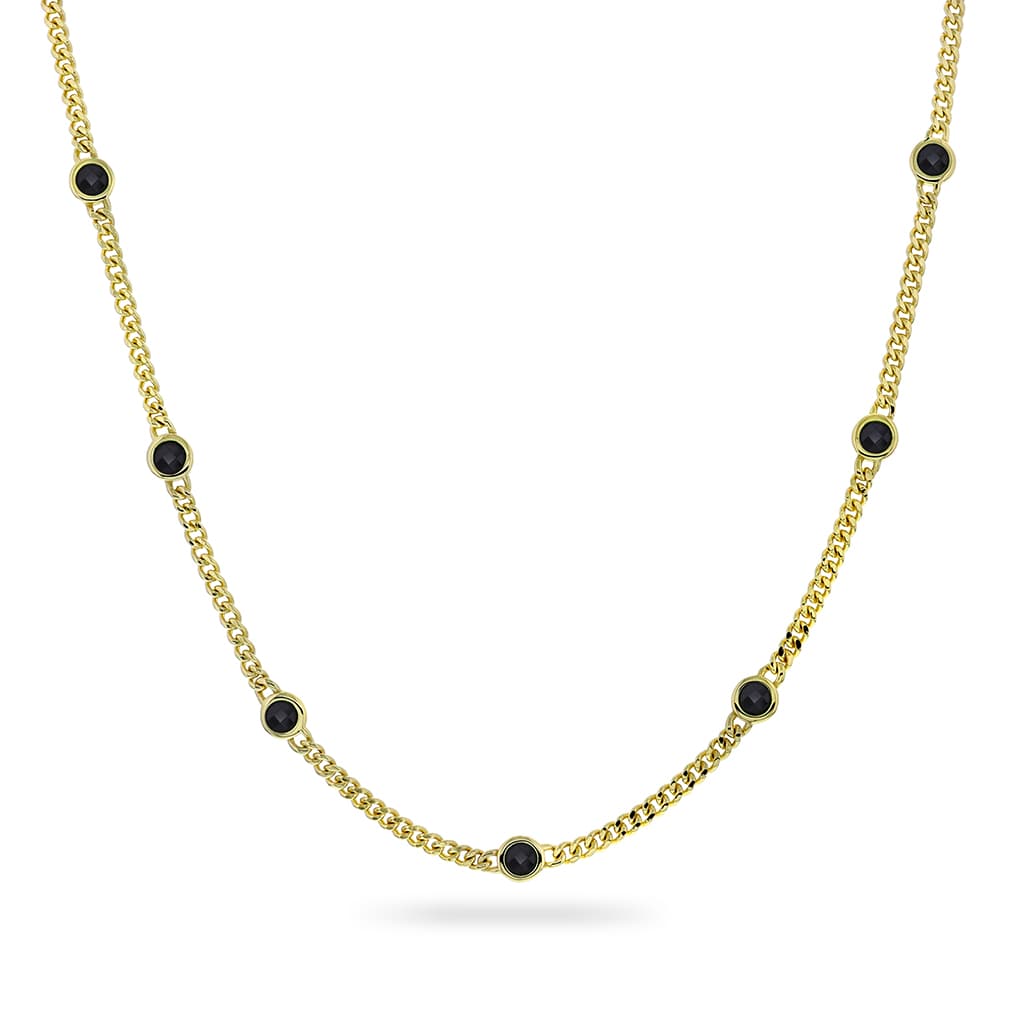 Smykke i 925 forgylt sølv med sorte zirkonia