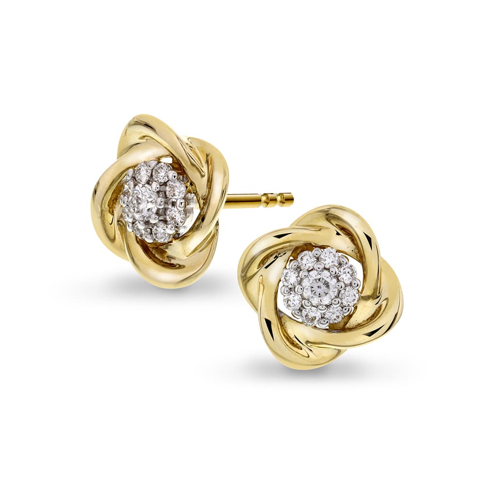 Diamantøredobber i 585 gult gull 0,25 ct