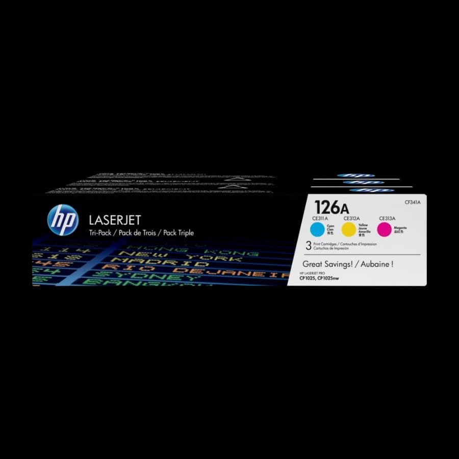 HP 126A 3 Stykker Original cyan, Fiolblå, gult