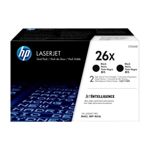 HP 26X, sort toner (Cf226Xd) 2-pakning
