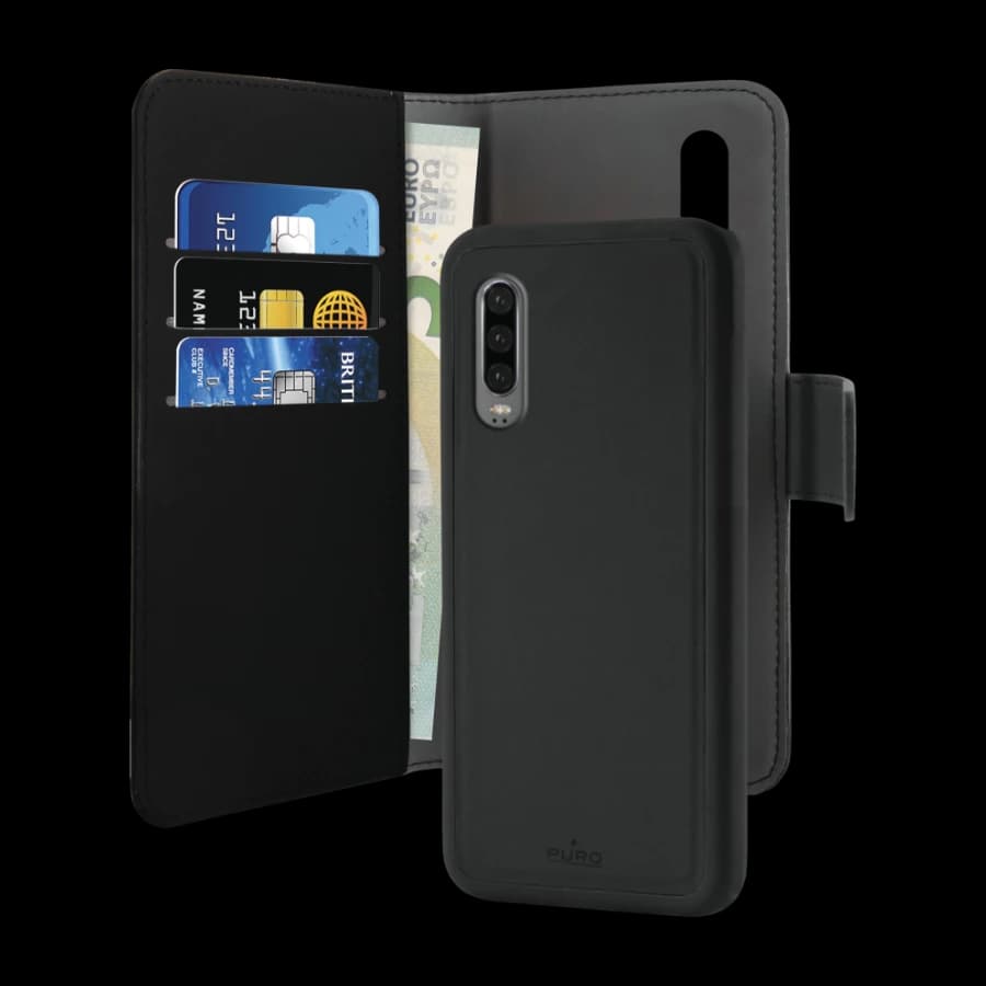 Puro Wallet Eco-Leath 2IN1 Huawei P30 lommeboketui, svart