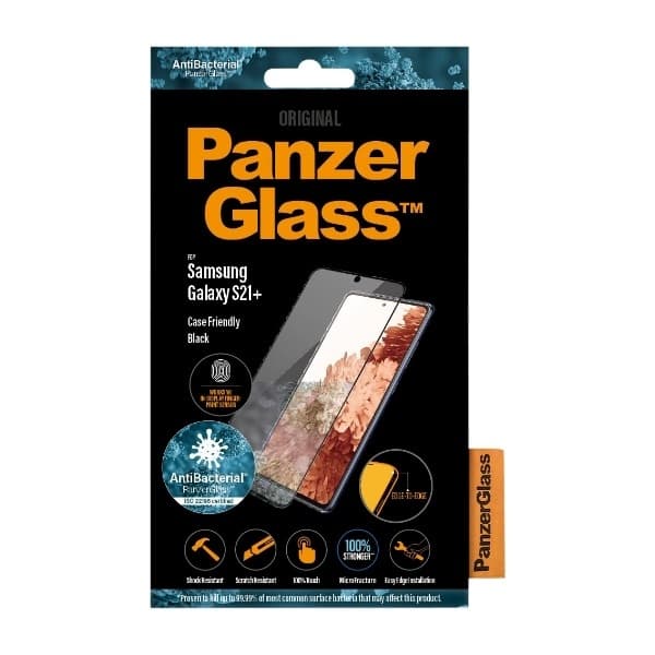 PanzerGlass Samsung Galaxy S21+ antibakteriell skjermbeskytter, svart