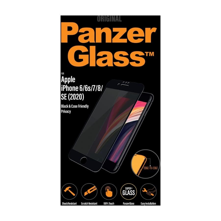 PanzerGlass iPhone SE (2022)/SE (2020)/8/7/6 Privacy filter skjermbeskytter, svart
