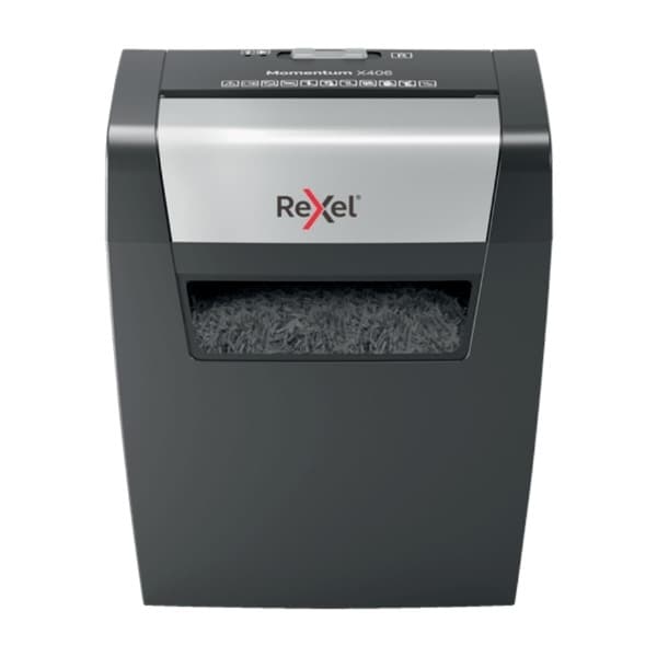 Rexel Momentum X406 Makuleringsmaskin Partikkelkutt-Makulering blå, grå
