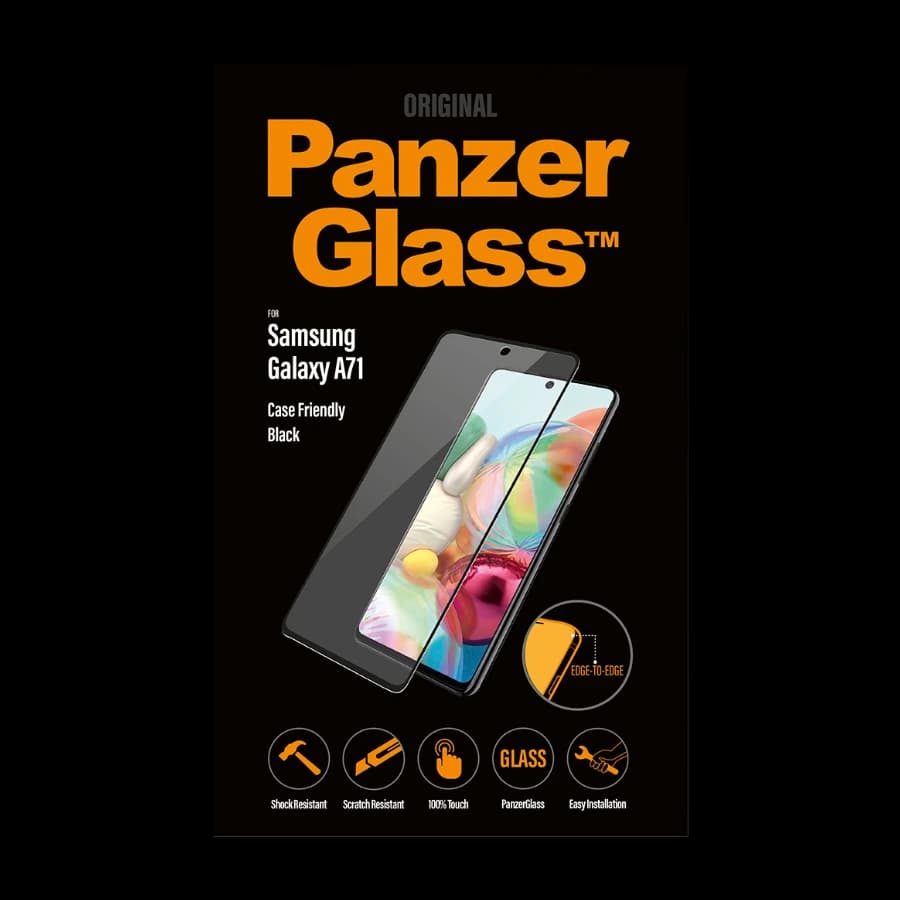 PanzerGlass Samsung Galaxy A71 Case Friendly skjermbeskytter, svart