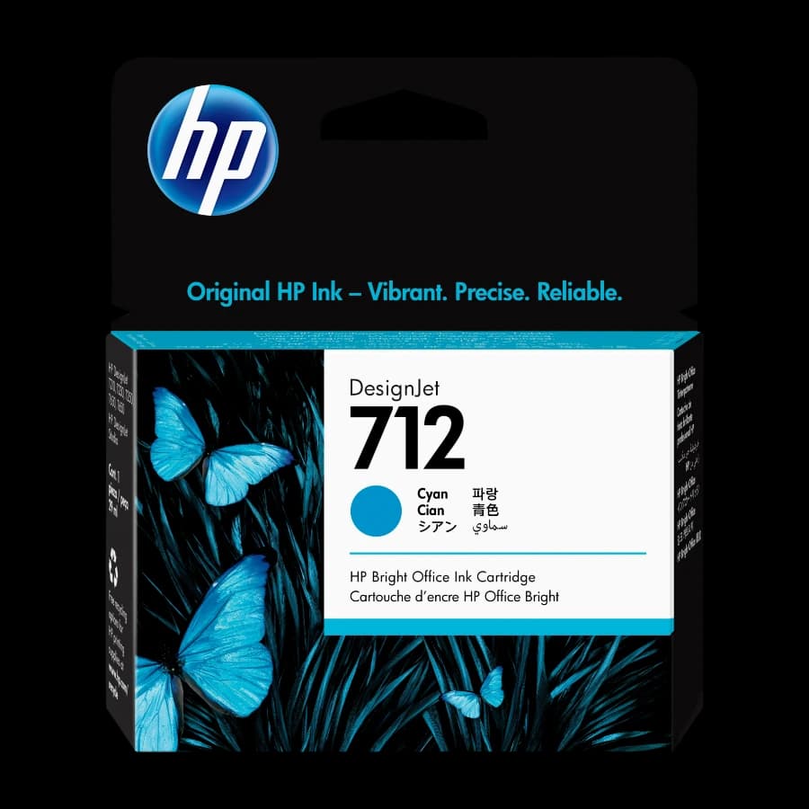 HP 712 1 Stykker Original blekkpatron, cyan hp3ed67a