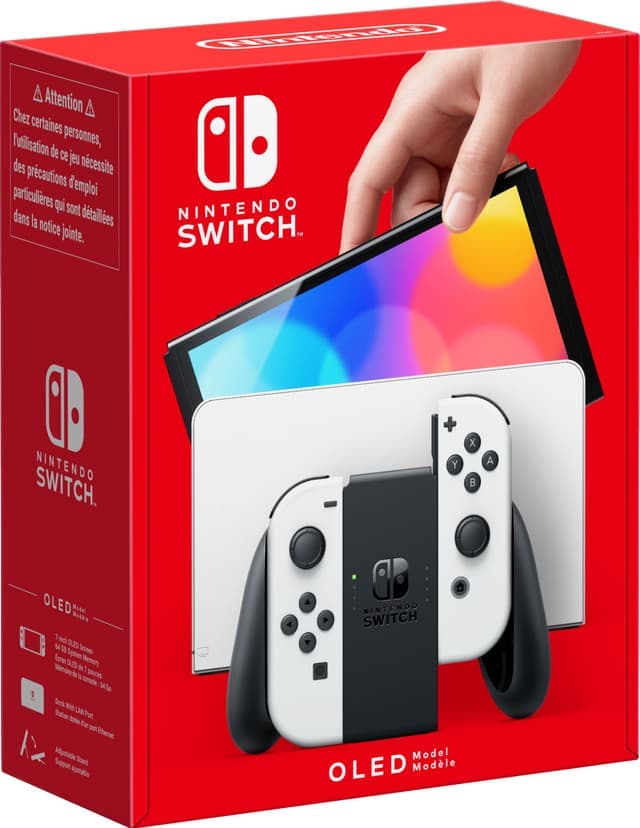 Nintendo Switch OLED gamingkonsoll med hvite Joy-Con-kontroller EU