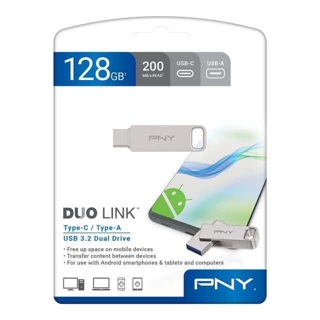 PNY 128GB DUO LINK USB 3.2 Type-C Dual Flash Drive