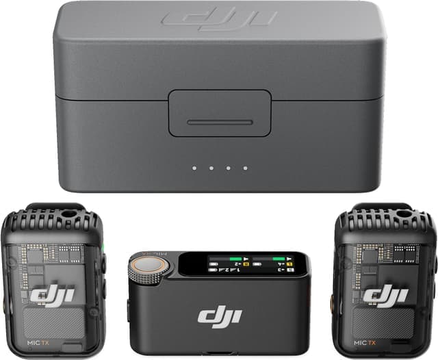 DJI Mic 2 sett med trådløs sender, mottaker og ladeetui (sort)