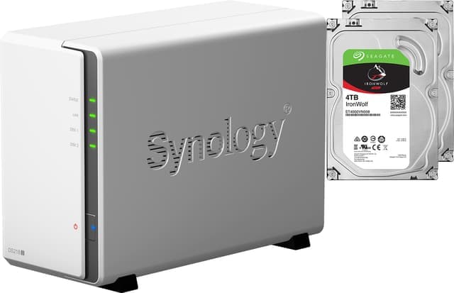 Synology DiskStation DS218j 2-Bay NAS + 2x 4 TB harddisk