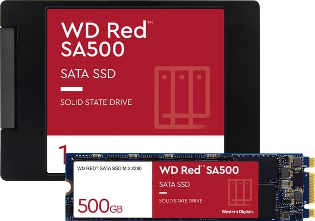 WD Red 2,5" 1 TB SATA SSD og WD Red SA500 500 GB M.2 SATA SSD