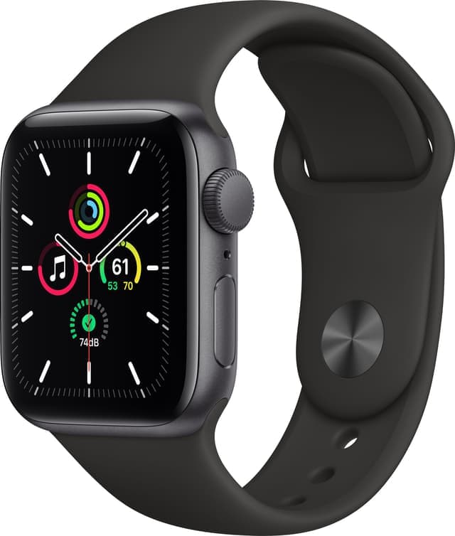 Apple Watch SE 40mm GPS (stellargrå alu/sort sportsreim)