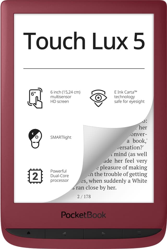 PocketBook Touch Lux 5 lesebrett (rød)