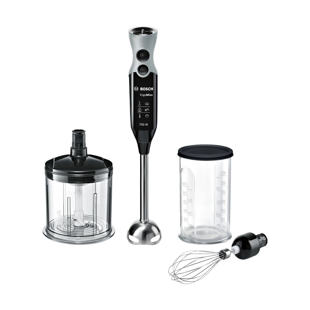 Bosch ErgoMixx MSM67160 stavmikser-sett 750W, Svart-vindusgrå