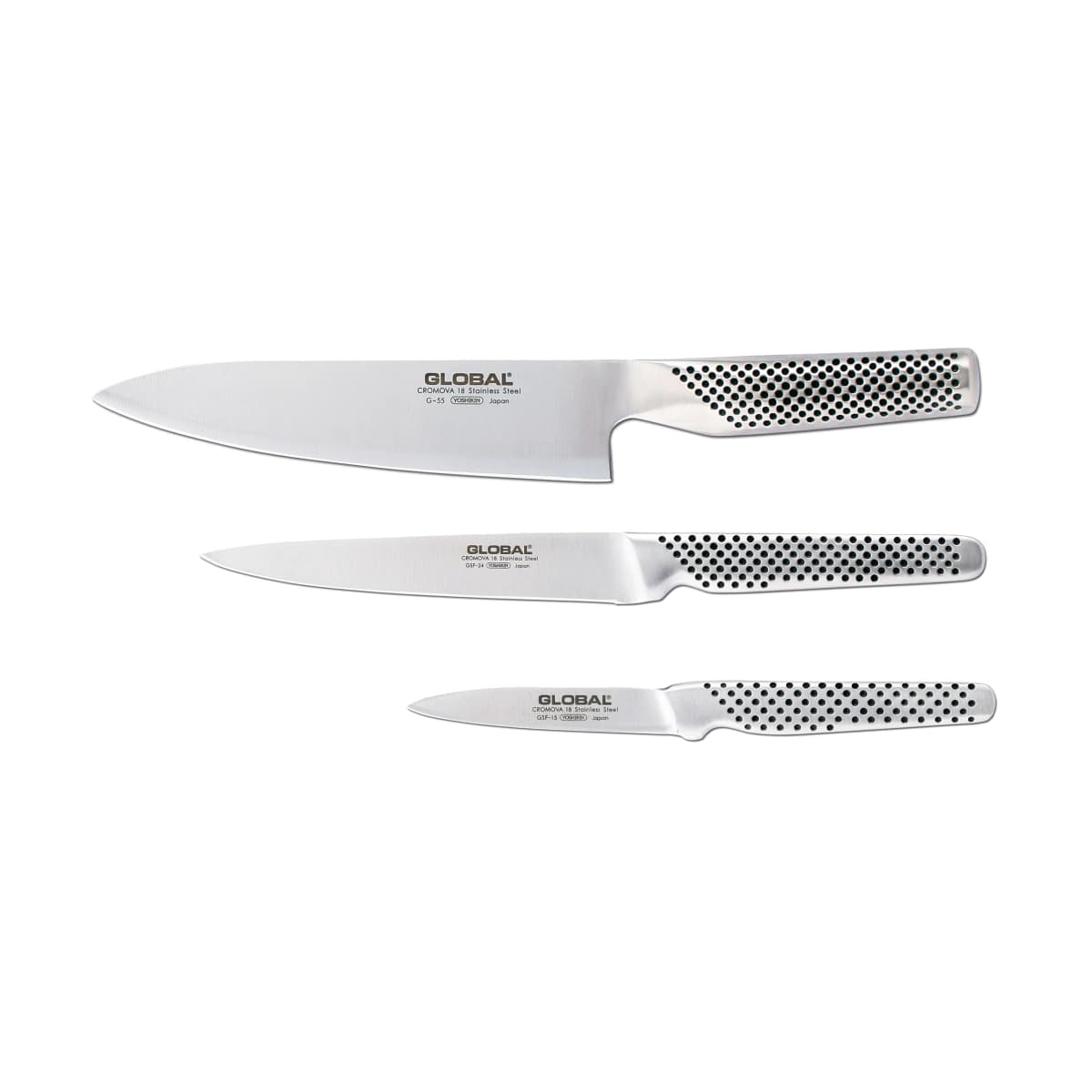 Global G-551524 knivsett, 3 kniver, Rustfritt stål