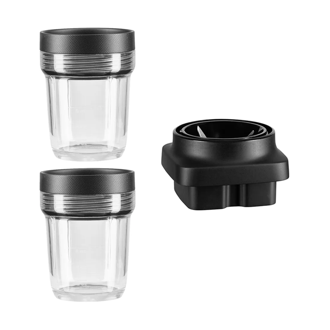 K400+K150 beholder med lokk+kniv 200 ml 2-pakning, Transparent