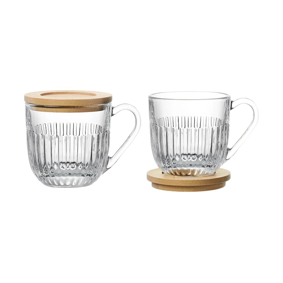 Ouessant krus med lokk/fat 2-pk, Transparent-bambus