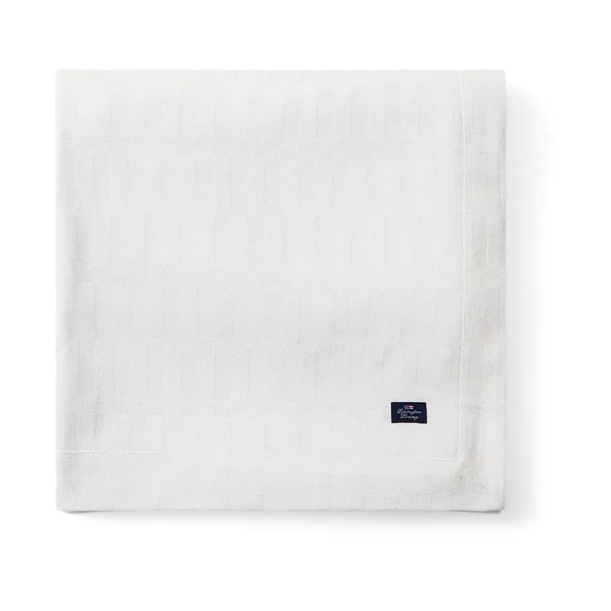White Jacquard Cotton duk 150x350 cm, Hvit