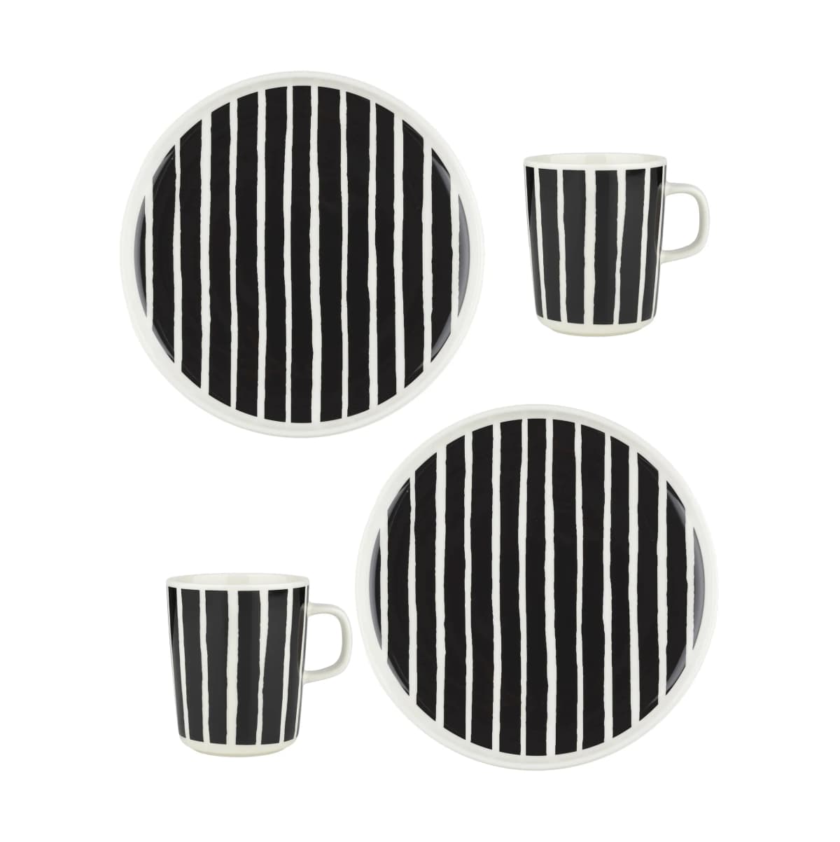 Oiva Piccolo frokostsett 4 deler, White-black