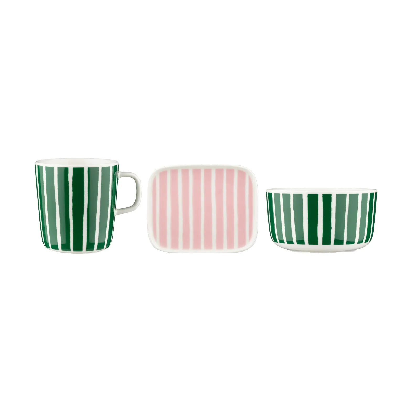 Piccolo frokostsett 3 deler, Green-pink