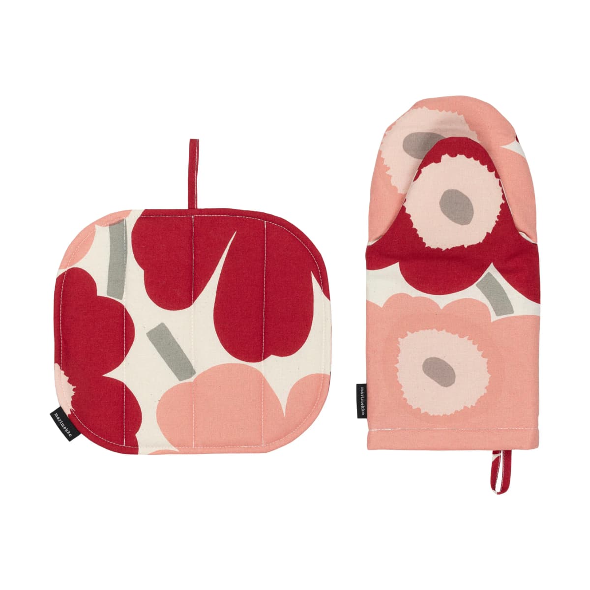 Pieni Unikko grytevott + gryteklut 2 deler, Cotton-dark cherry-rose