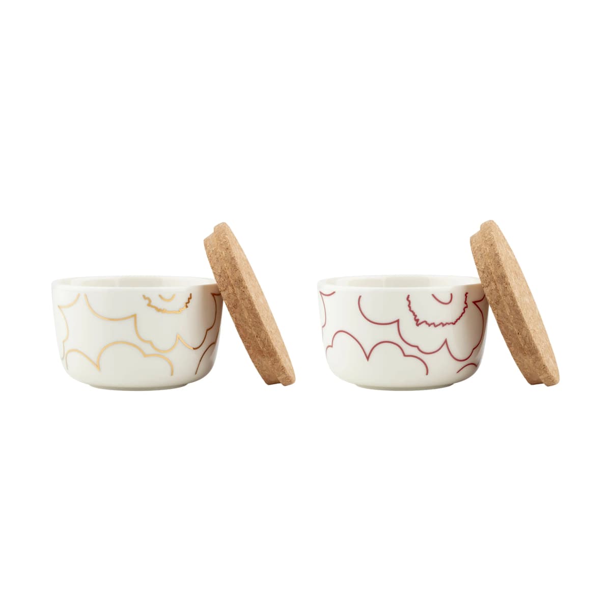 Piirto Unikko skål med lokk 2,5 dl 2-pack, White-gold-dark red