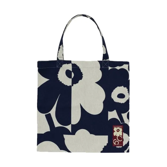 Unikko kollaasi veske 44x43 cm, Linen-dark blue