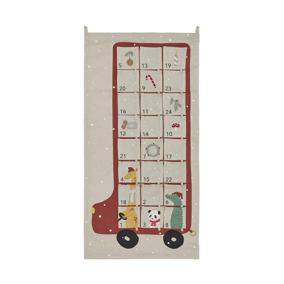 Buss adventskalender 52x104 cm, Clay-red