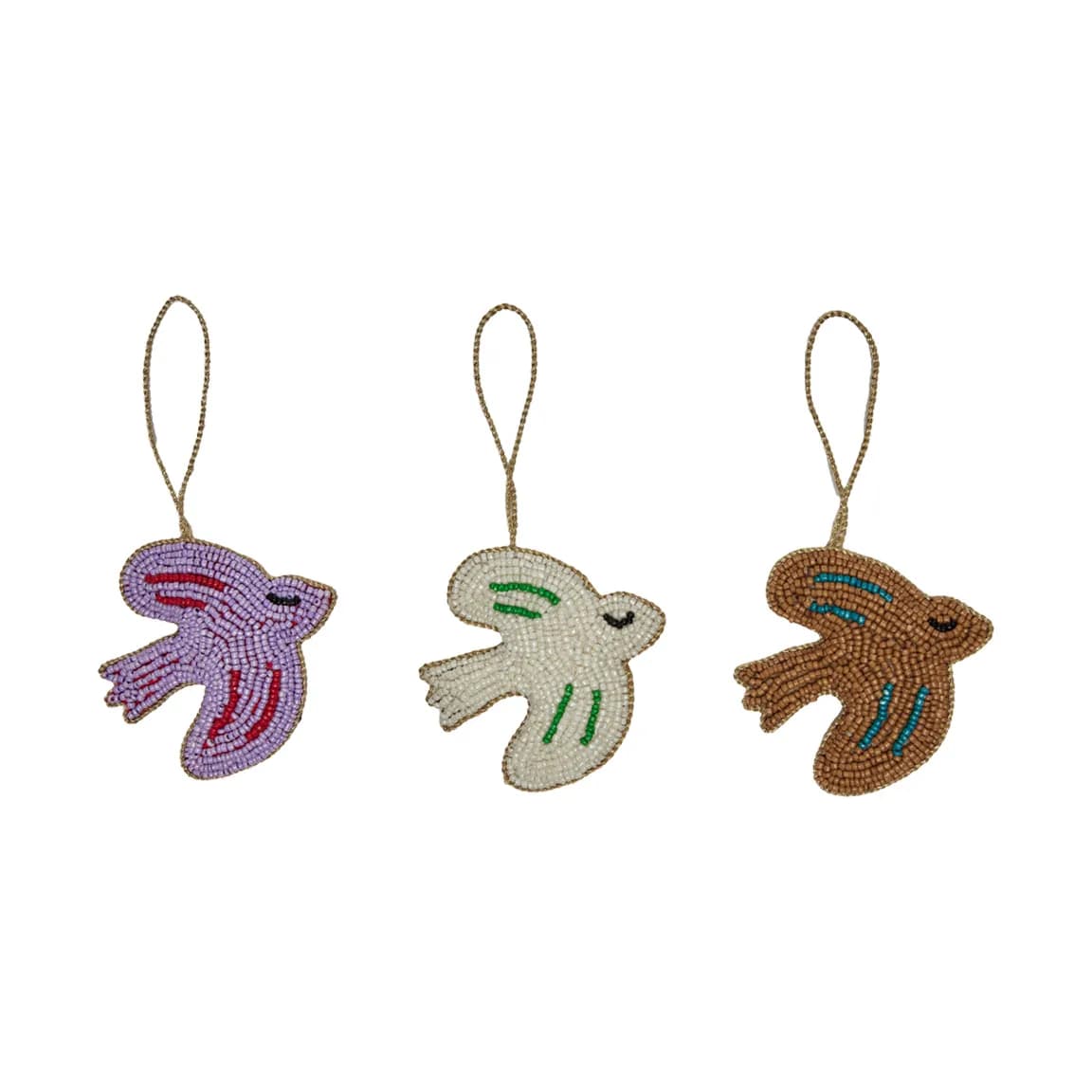Christmas Bird dekorasjonsanheng 3 deler, Lavender-amber-offwhite