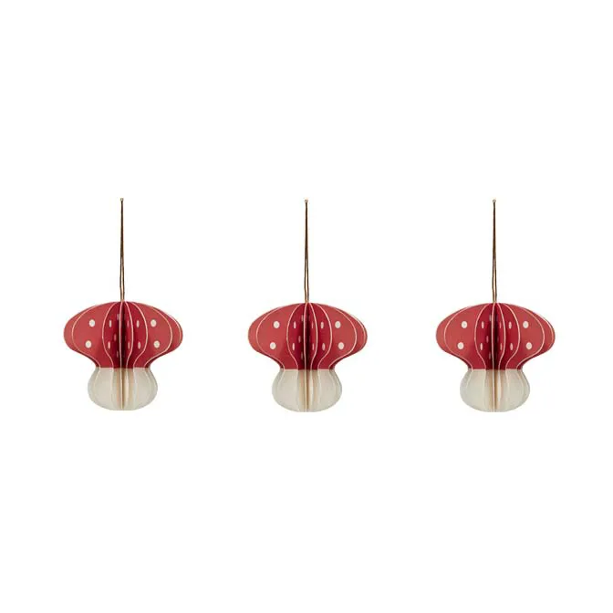 Christmas Mushroom dekorasjonsanheng 3-pk, Red-white