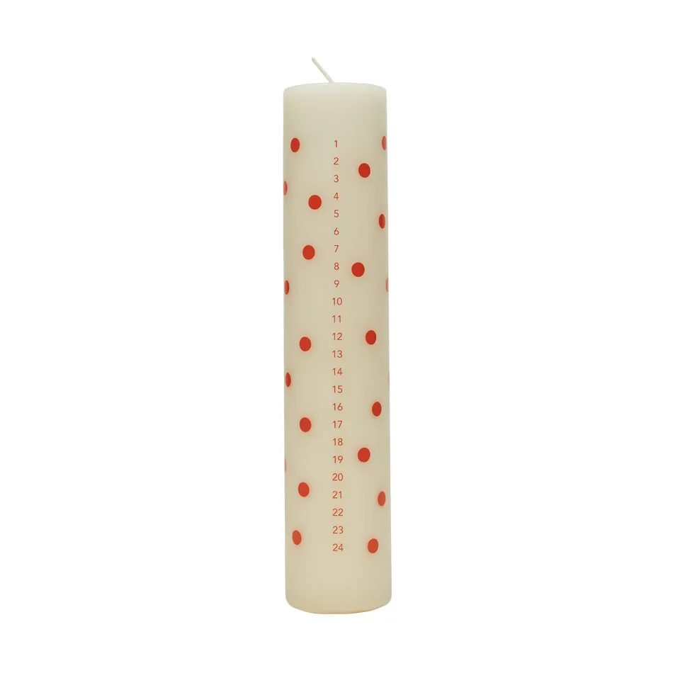 Polka kalenderlys, Offwhite-red