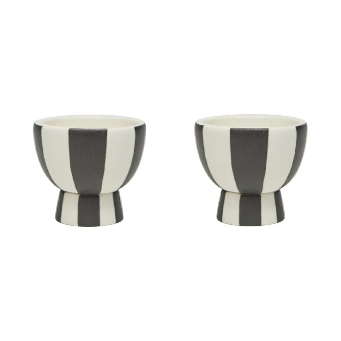 Toppu eggeglass 2-pakning, White-black