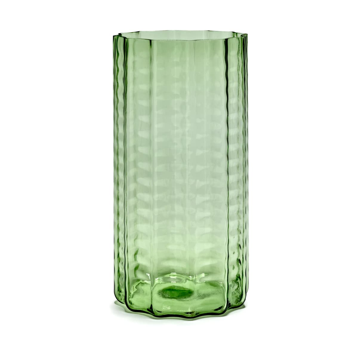 Waves 03 vase 35 cm, Green-clear
