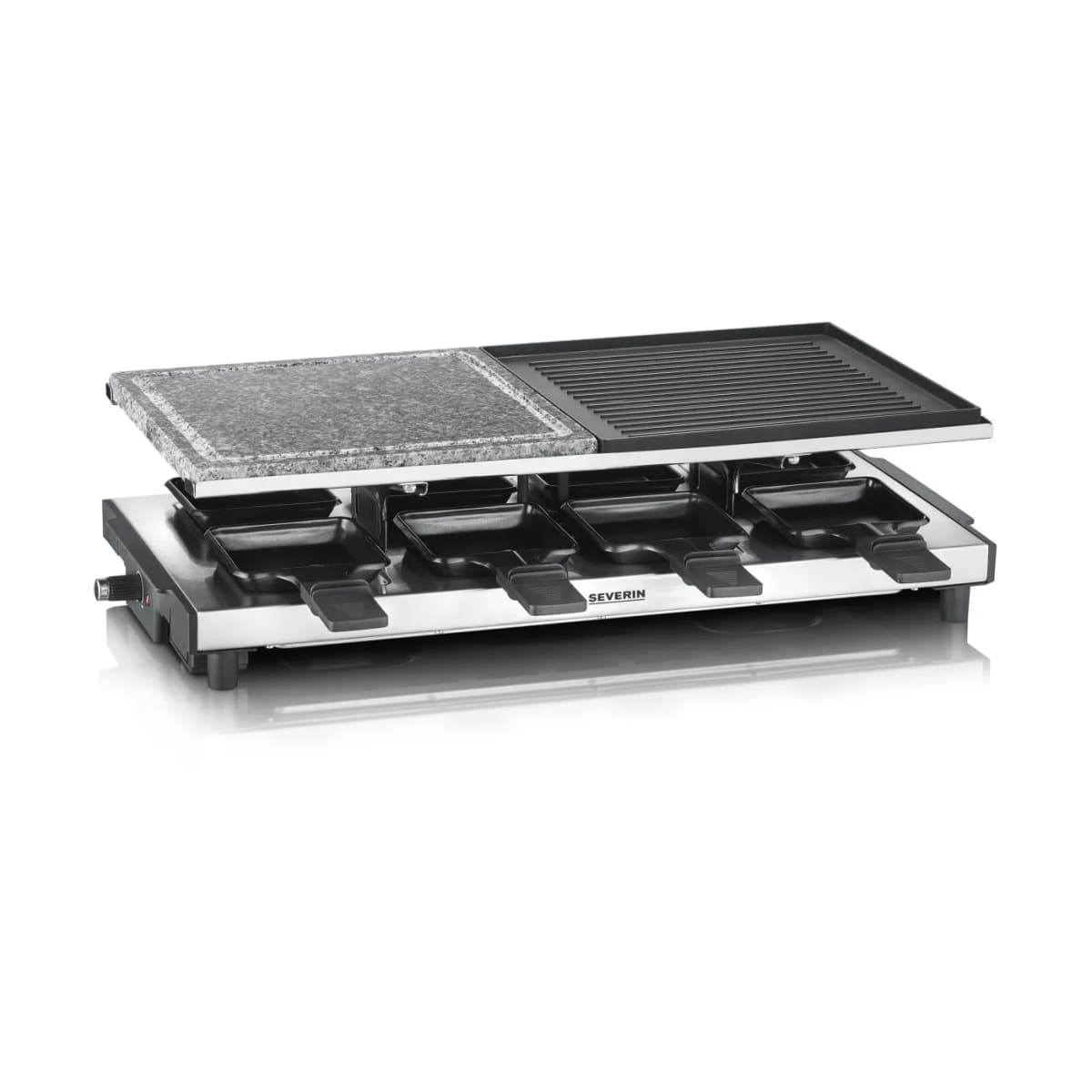 Severin RG 2373 raclette deluxe kombi 8 panner, Sølv