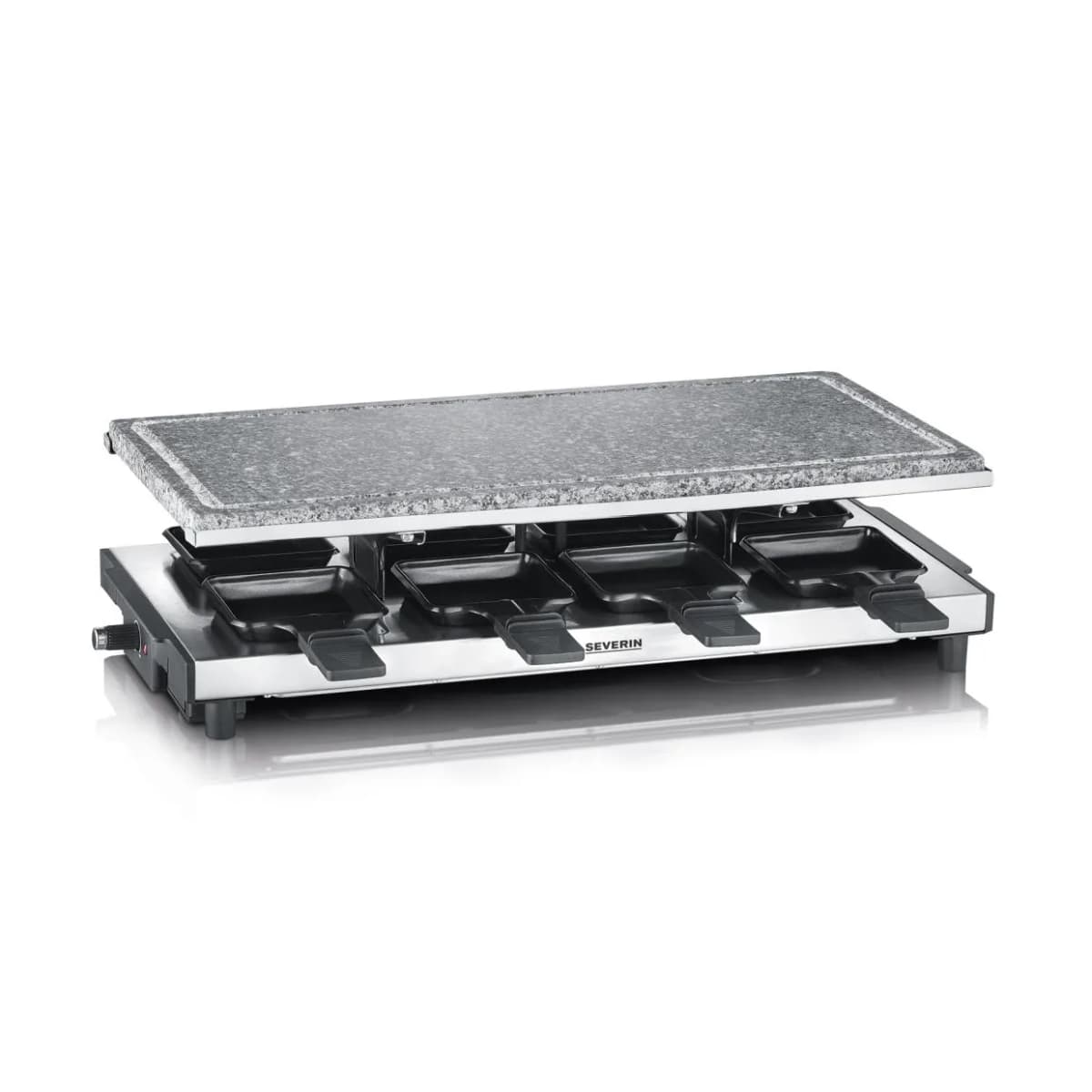 Severin RG 2374 raclette med stein 8 panner, Sølv